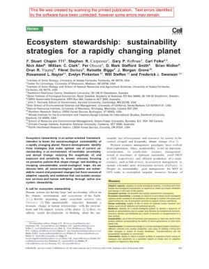 Ecosystem Stewardship: Sustainability Strategies for a Rapidly Changing Planet