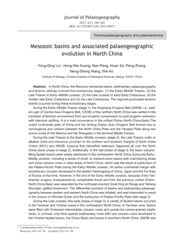 Mesozoic Basins and Associated Palaeogeographic Evolution in North China
