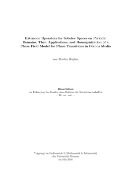 Extension Operators for Sobolev Spaces on Periodic Domains, Their Applications, and Homogenization of a Phase Field Model for Phase Transitions in Porous Media