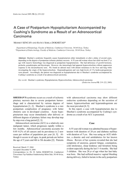A Case of Postpartum Hypopituitarism Accompanied by Cushing's