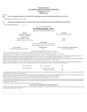 AUTONATION, INC. (Exact Name of Registrant As Specified in Its Charter)