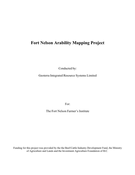 Fort Nelson Arability Mapping Project