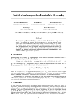 Statistical and Computational Tradeoffs in Biclustering