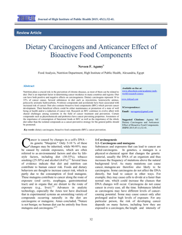 Dietary Carcinogens and Anticancer Effect of Bioactive Food Components