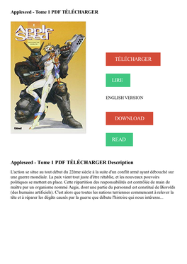 Appleseed - Tome 1 PDF TÉLÉCHARGER
