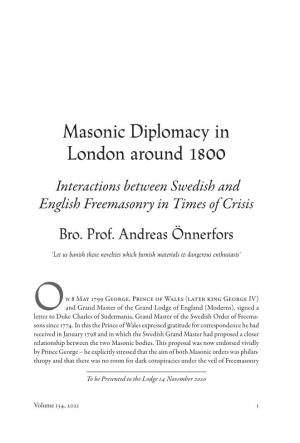 Masonic Diplomacy in London Around 1800
