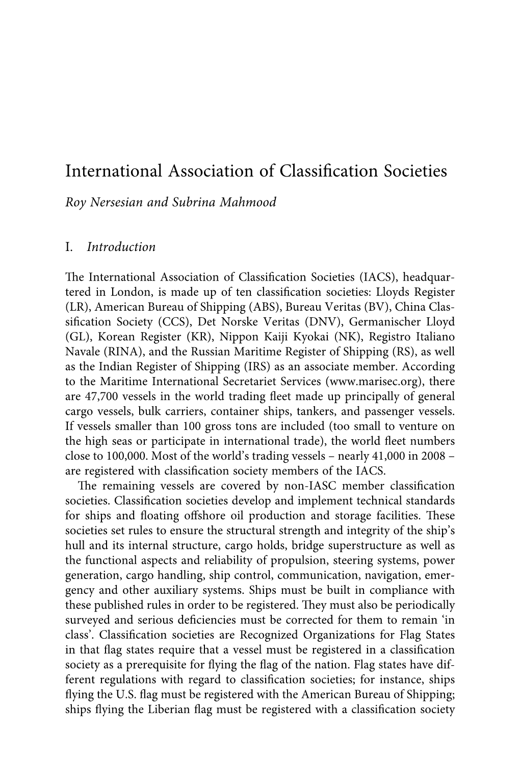 International Association of Classification Societies