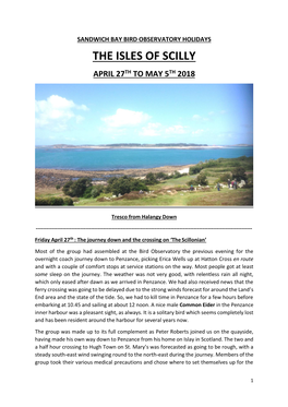 The Isles of Scilly April 27Th to May 5Th 2018