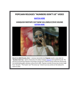 Popcaan Releases "Numbers Don't Lie" Video