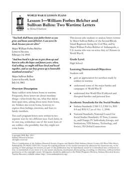 William Forbes Belcher and Sullivan Ballou: Two Wartime Letters by Michael Hutchison