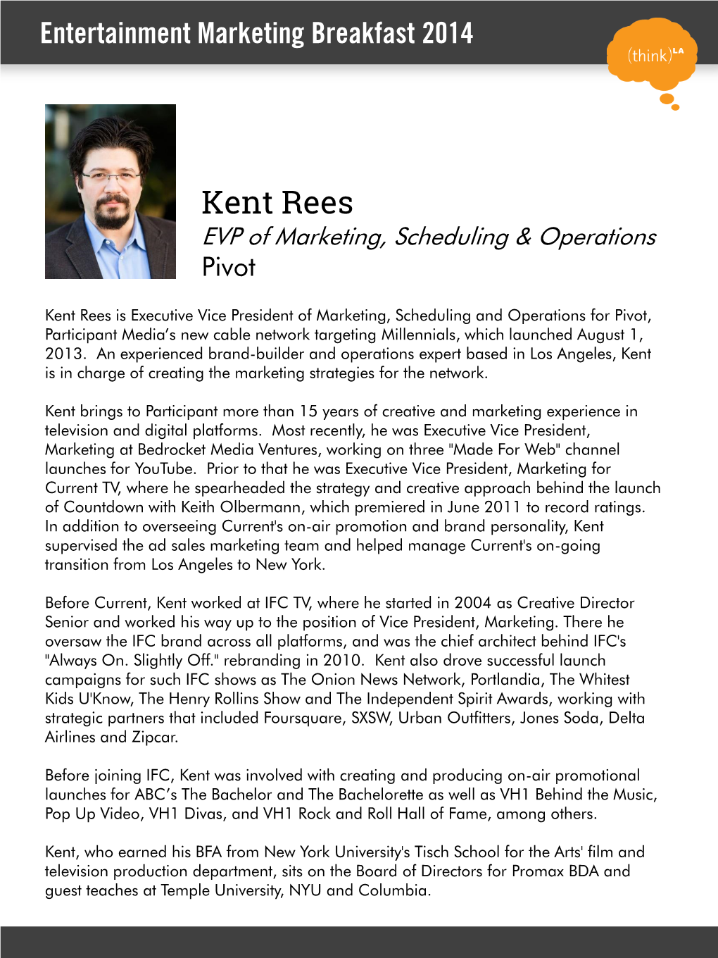 Kent Rees EVP of Marketing, Scheduling & Operations Pivot