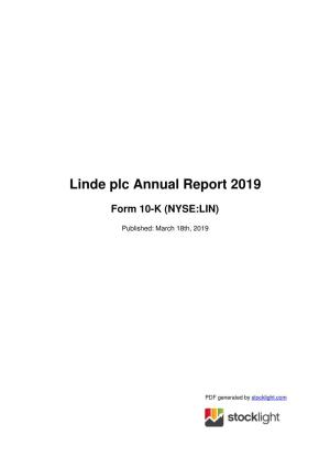 Linde Plc Annual Report 2019
