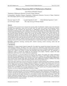 Measure Reasoning Skill of Mathematics Students