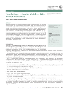 Health Supervision for Children with Neurofibromatosis Joseph H