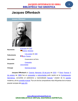 Jacques Offenbach Su Obra 1 Biblioteca Tao Gnostica