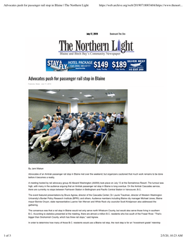 Advocates Push for Passenger Rail Stop in Blaine | the Northern Light