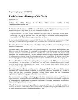CS302 2007S : Paul Graham