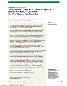 Adjuvant Weekly Girentuximab Following Nephrectomy for High-Risk Renal Cell Carcinoma: the ARISER Randomized Clinical Trial