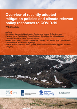 Overview of Recently Adopted Mitigation Policies and Climate-Relevant Policy Responses to COVID-19 2020 Update