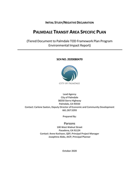 Palmdale Transit Area Specific Plan Initial Study