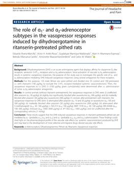 And Α2-Adrenoceptor Subtypes in the Vasopressor Responses Induced by Dihydroergotamine in Ritanserin-Pretreated Pithed Rats Eduardo Rivera-Mancilla1, Victor H