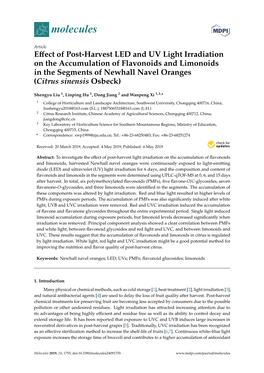 Effect of Post-Harvest LED and UV Light Irradiation on the Accumulation of Flavonoids and Limonoids in the Segments of Newhall Navel Oranges