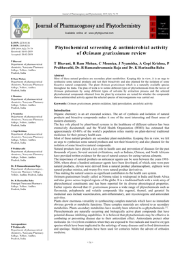 Phytochemical Screening & Antimicrobial Activity of Ocimum