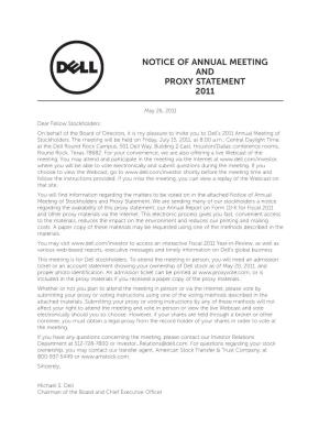 Notice of Annual Meeting and Proxy Statement 2011
