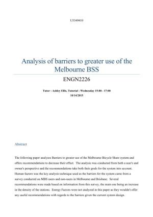 Analysis of Barriers to Greater Use of the Melbourne BSS ENGN2226