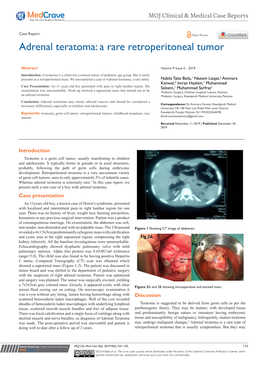 Adrenal Teratoma: a Rare Retroperitoneal Tumor