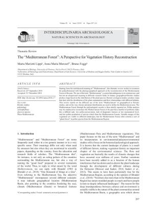 Mediterranean Forest”: a Perspective for Vegetation History Reconstruction