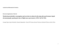 Monitoring Metabolites Consumption and Secretion in Cultured Cells Using Ultra-Performance Liquid Chromatography Quadrupole-Time