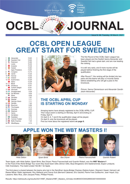 Ocbl Open League Great Start for Sweden!