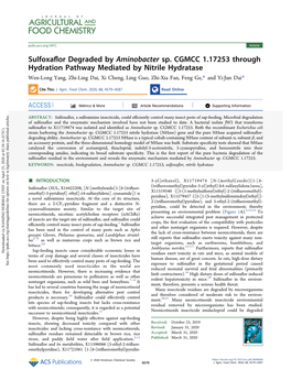 Sulfoxaflor Degraded by Aminobacter Sp. CGMCC 1.17253 Through