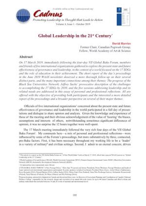 Global Leadership in the 21St Century*