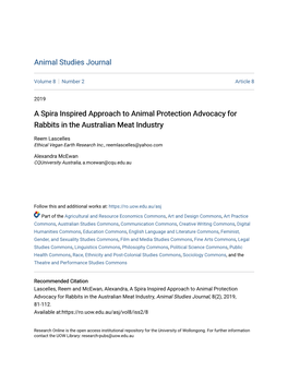 A Spira Inspired Approach to Animal Protection Advocacy for Rabbits in the Australian Meat Industry