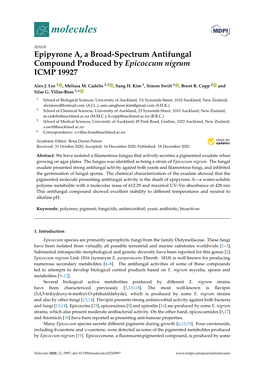 Epipyrone A, a Broad-Spectrum Antifungal Compound Produced by Epicoccum Nigrum ICMP 19927