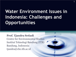 Water Environment Issues in Indonesia: Challenges and Opportunities