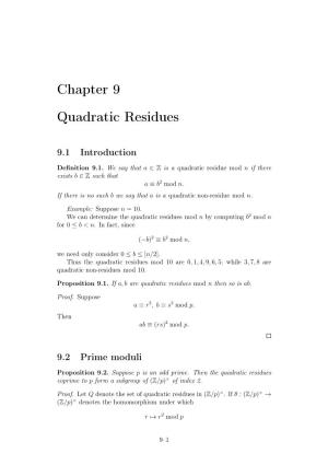 Chapter 9 Quadratic Residues