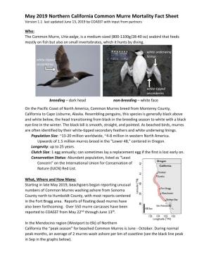 May 2019 Northern California Common Murre Mortality Fact Sheet Version 1.1 Last Updated June 13, 2019 by COASST with Input from Partners