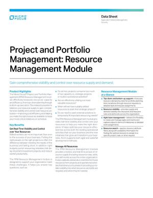 Project and Portfolio Management: Resource Management Module