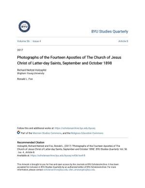 Photographs of the Fourteen Apostles of the Church of Jesus Christ of Latter-Day Saints, September and October 1898