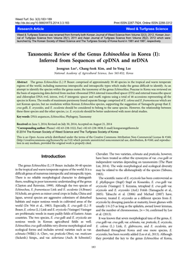 Taxonomic Review of the Genus Echinochloa in Korea (I): Inferred from Sequences of Cpdna and Nrdna