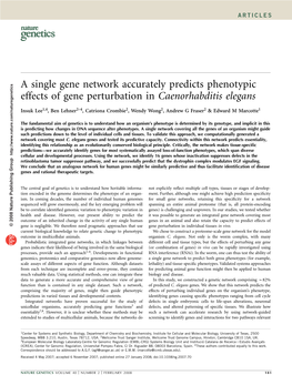 A Single Gene Network Accurately Predicts Phenotypic Effects of Gene Perturbation in Caenorhabditis Elegans