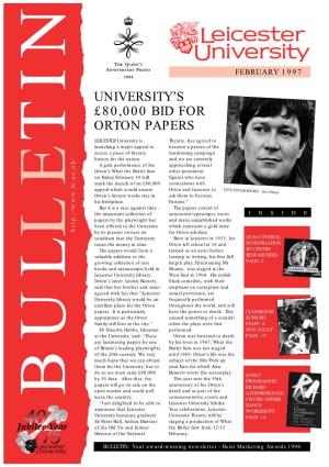 University's £80,000 Bid for Orton Papers