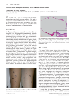 Steatocystoma Multiplex Presenting As Acral Subcutaneous Nodules