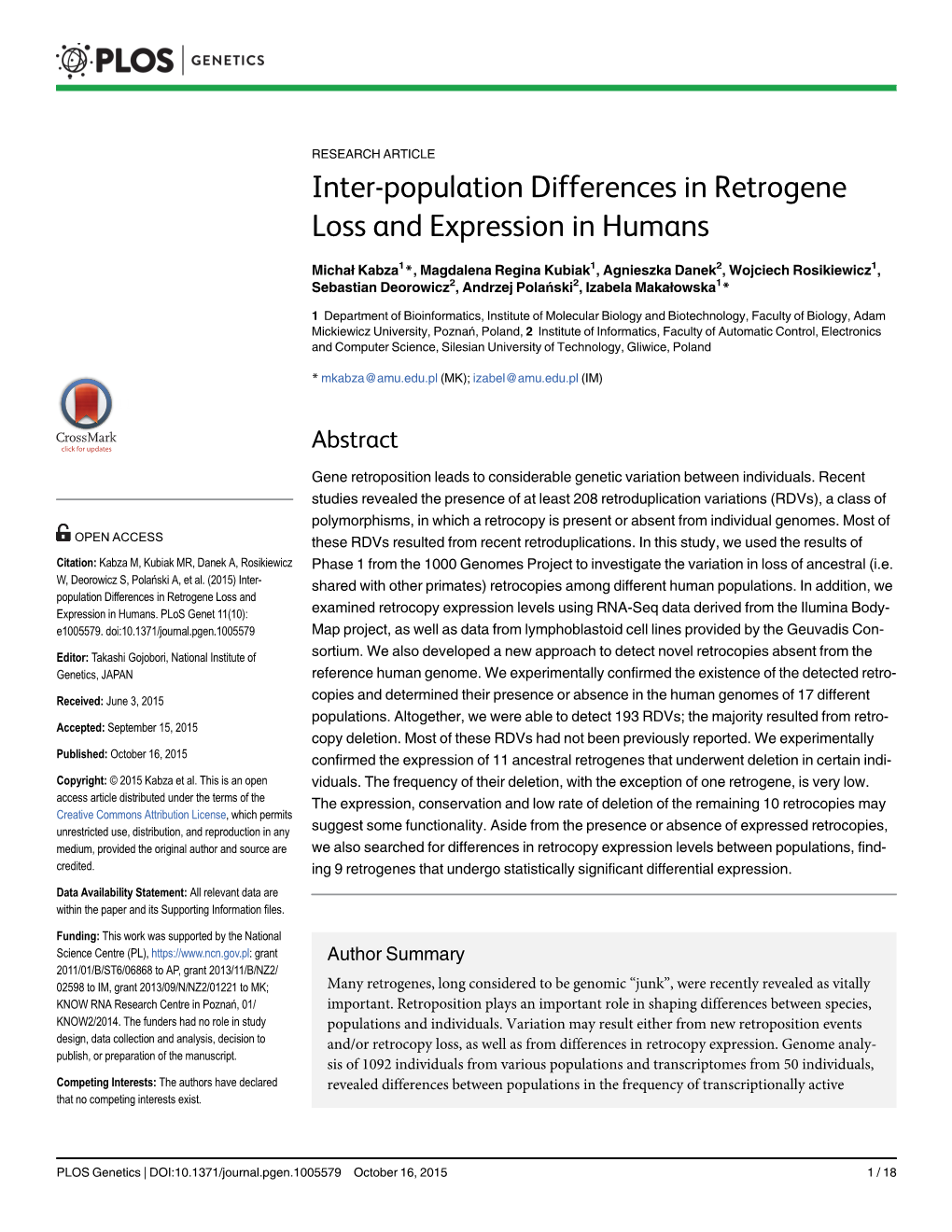 Inter-Population Differences in Retrogene Loss and Expression in Humans