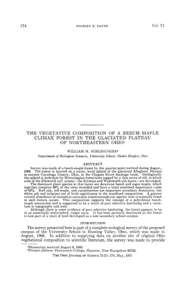 The Vegetative Composition of a Beech-Maple Climax Forest in the Glaciated Plateau of Northeastern Ohio1