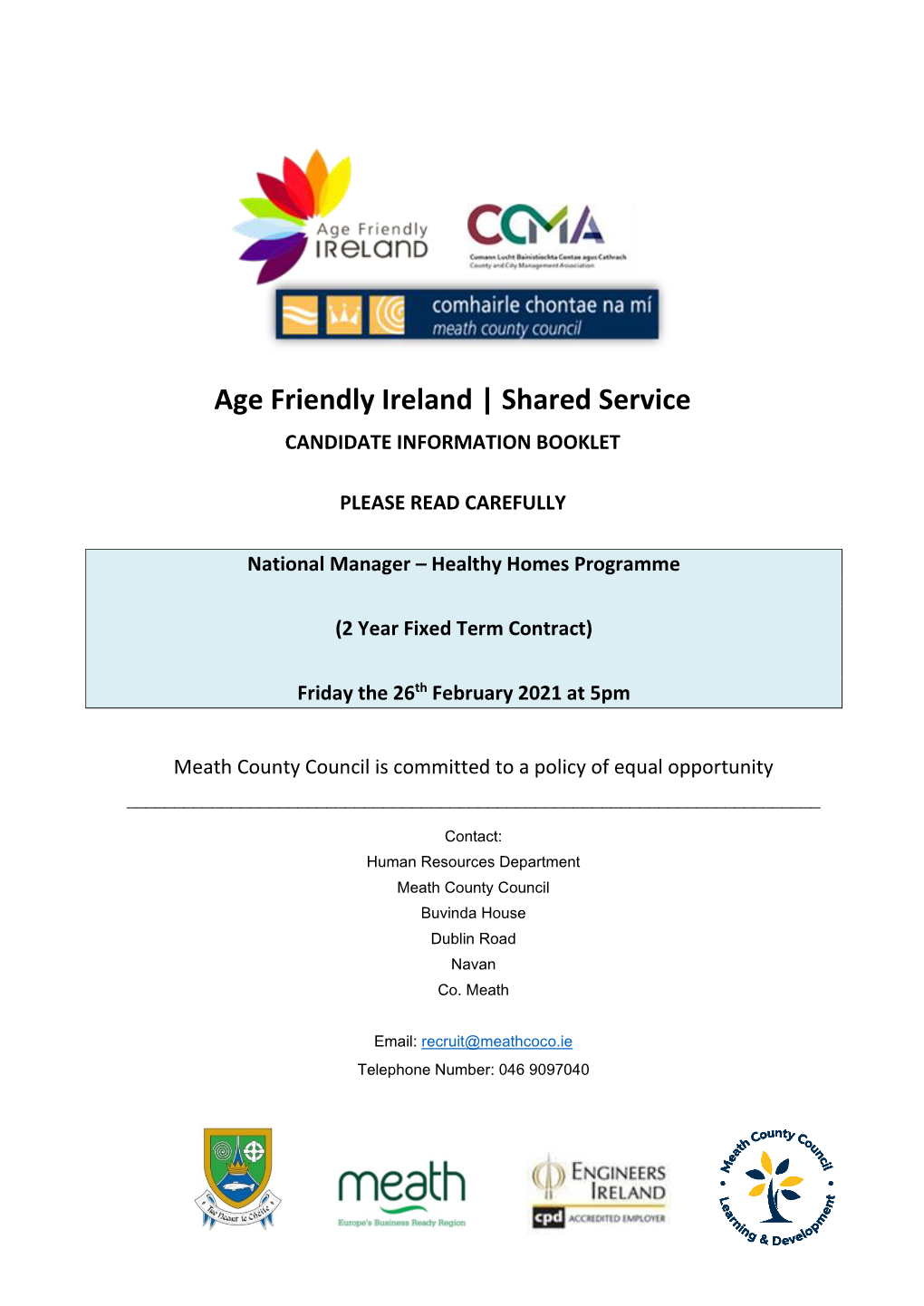 Age Friendly Ireland | Shared Service CANDIDATE INFORMATION BOOKLET