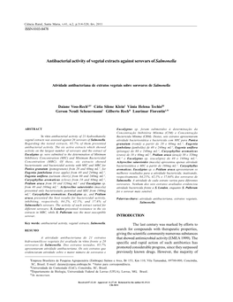 Antibacterial Activity of Vegetal Extracts Against Serovars of Salmonella